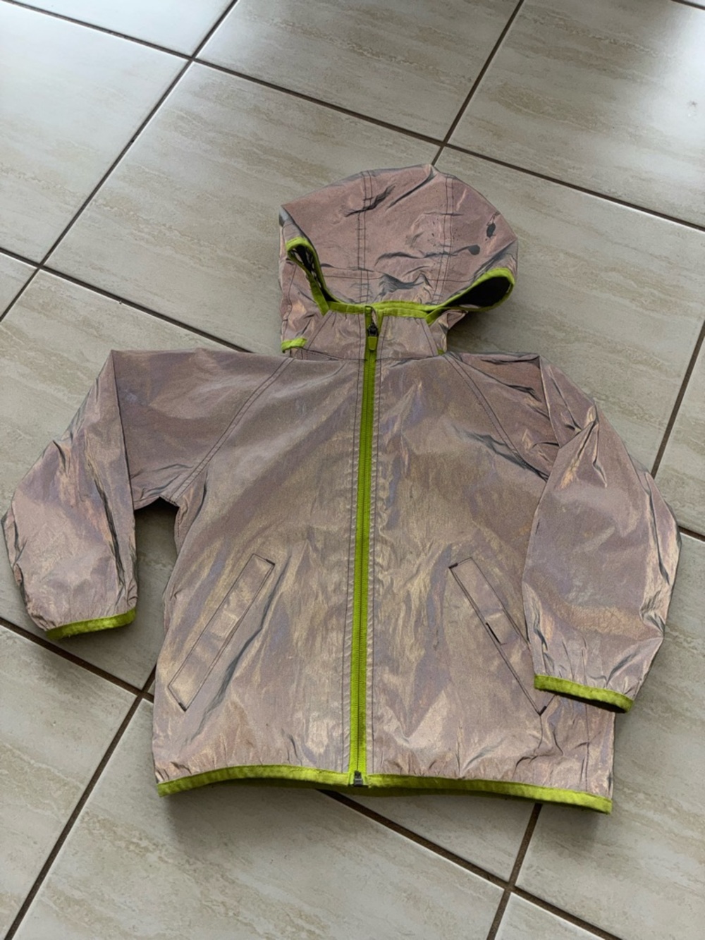 H&M Fluorescent Rain/Wind Light Up Jacket size 2-4